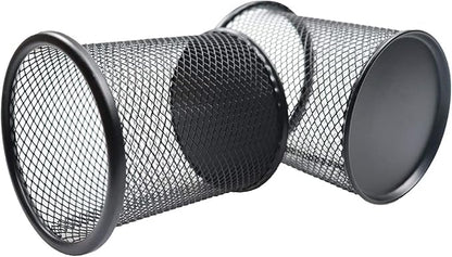 Pen Holder Mesh Pencil Holder Metal Pen Holder Cup Pencil Cup Holder for Desk Office Pen Organizer Black, 4 Pack