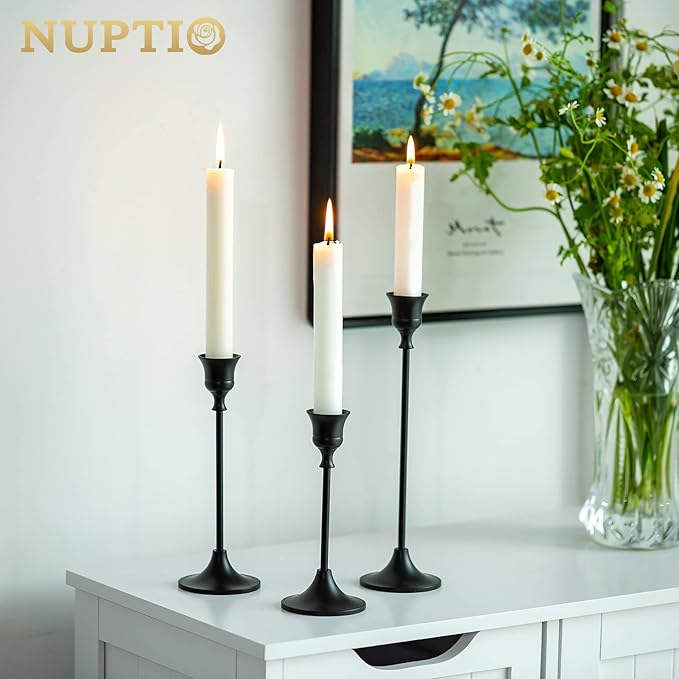 Nuptio Black Candlestick Holders 30 Pcs Candle Sticks Holder Metal Tapered Candle Holder Taper Candle Holders for Wedding Christmas Party Celebration Mantel Dinner Home Decoration