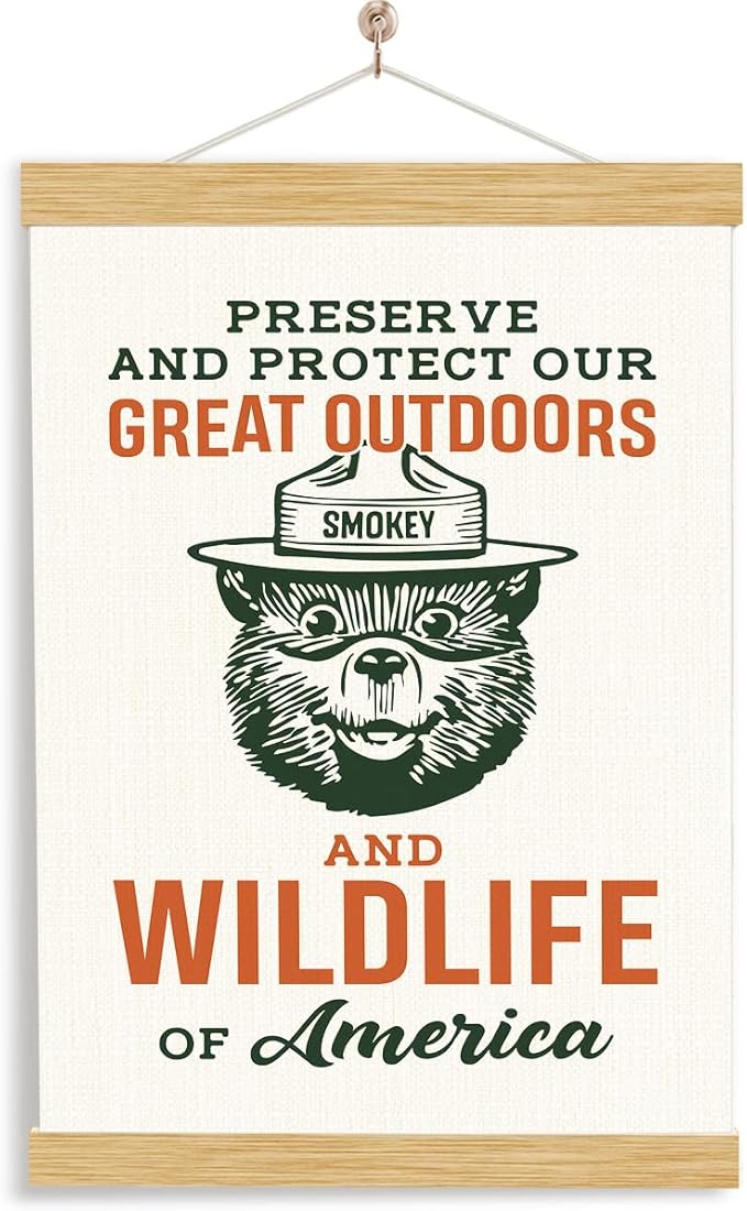 YGSDZY Rustic Hanging Canvas Poster, Preserve and Protect Our Great Outdoors and Wildlife of America Poster, Outdoorsy Wall Art, Cabin Decor, Canvas Art for Fishing Hunting Camp, 11.8 * 15.7