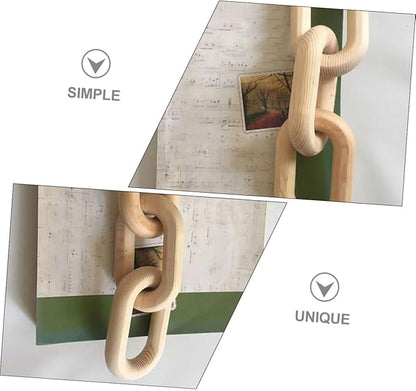 OSALADI Wood Chain Link Decor Aesthetic Wooden 3-Links Chain for Home Art Natural Wood Material for Living Room and Table Decor Rustic Boho Style