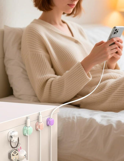 Cord Organizer 8 Pack,Cable Clips Cord Holder Clasp Strongest Adhesive Cable Organizer Phone Charger Wire Keeper Cable Management Home Office Desktop Nightstand Dorm Cute Desk Accessories,Non Magnetic