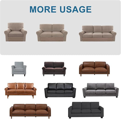 H.VERSAILTEX Multi-Pieces Sofa Covers Stretch Couch Covers Form Fitted Seats and Back Cushions Covers (2 Seat Covers Plus 2 Back Cusion Covers, Bonus 2 Armrest Covers), Sand