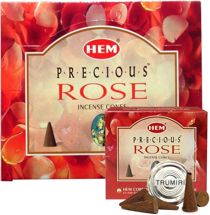Precious Rose Incense Cones and Cone Incense Burner Bundle Insence Insense Hem Incense