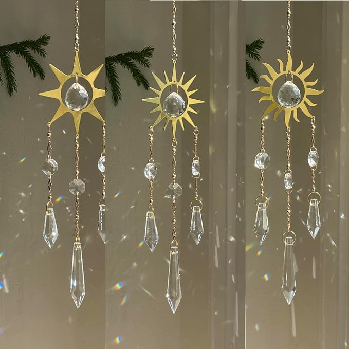 Prism Sun Catchers Hanging Indoor Window Crystal Rainbow Maker Celestial Suncatchers Sparkling