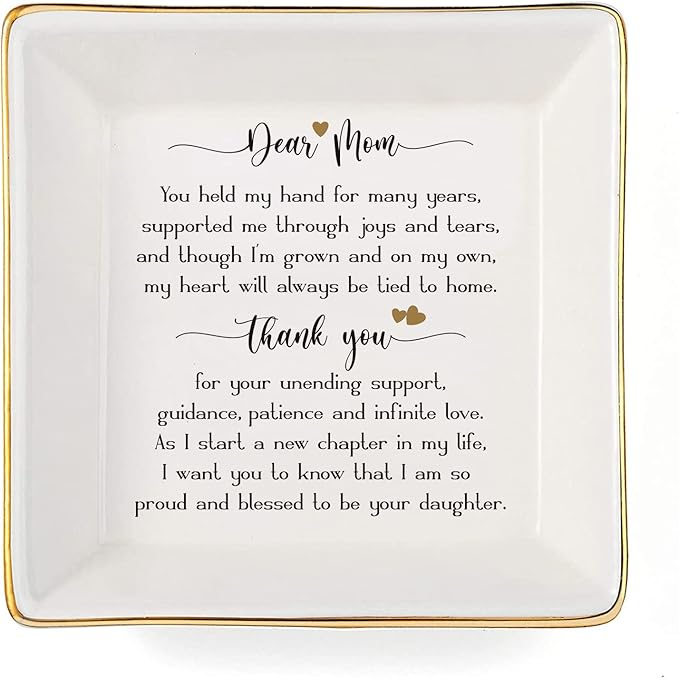 Mother of Bride Gifts from Daughter,Jewelry Holder Ring Dish Organizer,Wedding Gifts for Mom - You Held My Hand for Many Years