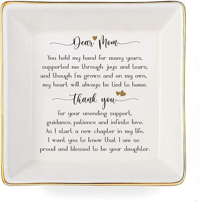 Mother of Bride Gifts from Daughter,Jewelry Holder Ring Dish Organizer,Wedding Gifts for Mom - You Held My Hand for Many Years