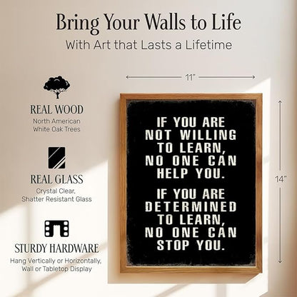 Motivational Wall Art 11x14 FRAMED - Office Wall Art - Classroom Motivational poster - Positive Quotes Decor - Positive Sayings for Decor - Entrepreneur Encouragement Gifts - Inspirational Quotes