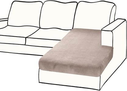 Couch Cover 1 Piece Chaise Lounge Cover Velvet Sectional Couch Cushion Covers Separate L Shape Sofa Slipcovers Furniture Protector for Dogs Pets (Chaise or Sofa 3-Seater, Tan)