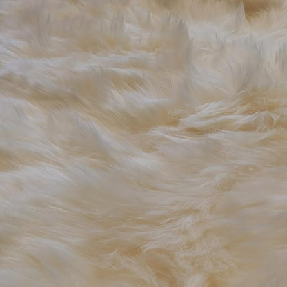Kopal Genuine Australian Sheepskin Rug, Real Lambskin Area Rug, 2x6 ft Double Pelt, Natural White