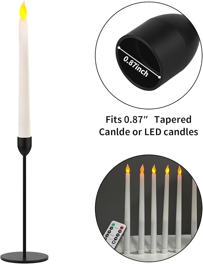 Ohtomber 3PCS Black Taper Candle Sticks Holder, Candlesticks Centerpiece Wedding Table Decor, Fit Pillar 3/4" Thick Tapered & Led Candles