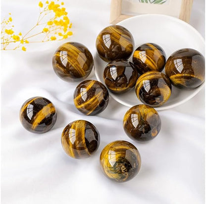 Natural Tiger's Eye Healing Crystal Gemstone Sphere Ball for Reiki Balancing Meditation Energy Home and Office Decoration (5-5.5cm, Tiger's Eye)