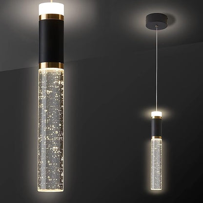 Pendant Light,Crystal Modern Led Kitchen Island Light Fixture,Adjustable Pendant Lighting for Kitchen Island,Black Gold Led Chandelier for Dining Room,Bedroom,Mini Pendant Spot Lights (1-Pack)