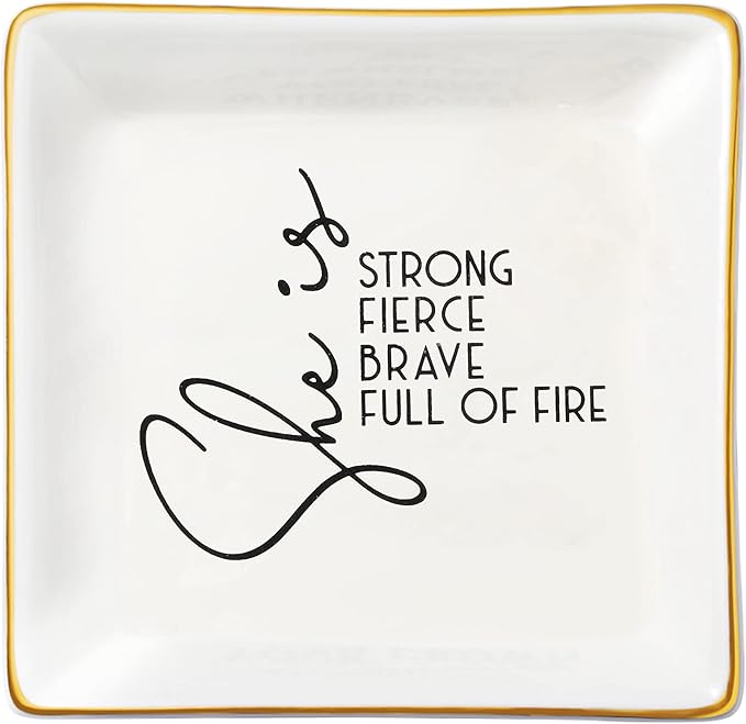 JoycuFF Motivational Women Gifts Inspirational Birthday Thanksgiving Day Christmas Gifts for Best Friends Mom Sister Niece Trinket Dish Tray Jewelry Ring Holder