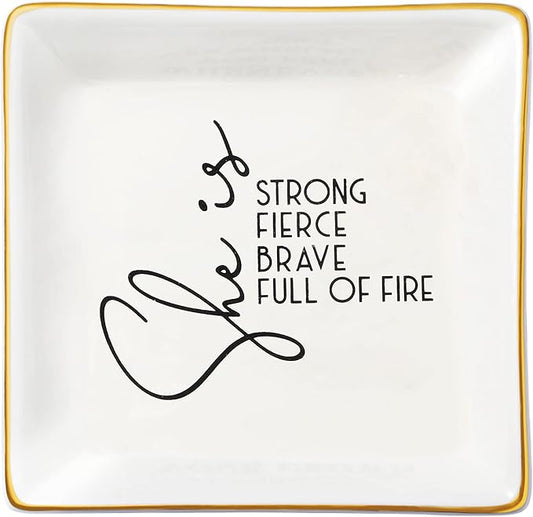 JoycuFF Motivational Women Gifts Inspirational Birthday Thanksgiving Day Christmas Gifts for Best Friends Mom Sister Niece Trinket Dish Tray Jewelry Ring Holder