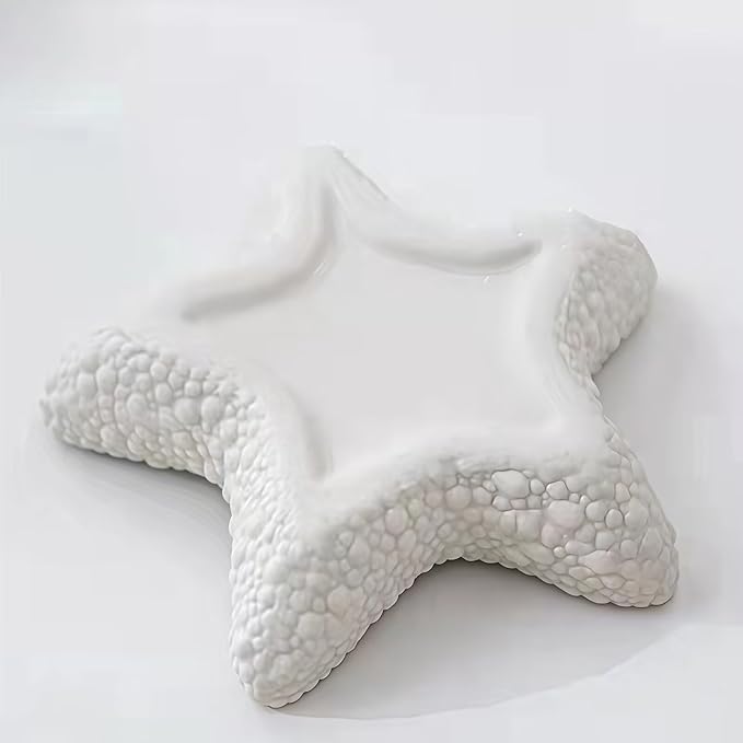 Starfish Jewelry Dish Ceramic Holder Ring Trinket Tray, Ocean-themed Decorative Trinket Dish, Suitable for Mother Friend Sister, Gifts for Women, Home Decor Trinket Dish(White)