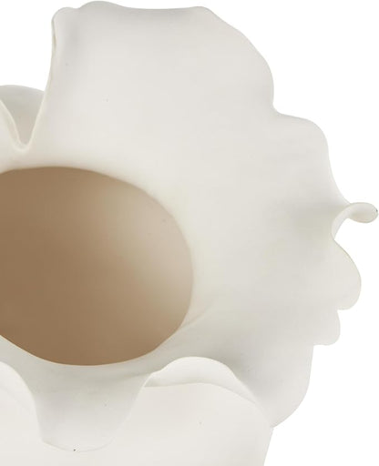 Deco 79 Ceramic Floral Decorative Vase Abstract Floral Inspired Centerpiece Vase, Flower Vase for Home Decoration 8" x 10" x 9", Cream