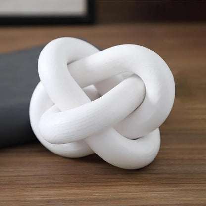 Tefola 3-Link Wood Chain Link Decor, White Knot Decor, Coffee Table Decor,Hand Carved Farmhouse Decor for Home,Boho Decor for Shelf Decorations,Bookshelf Decorative Objects
