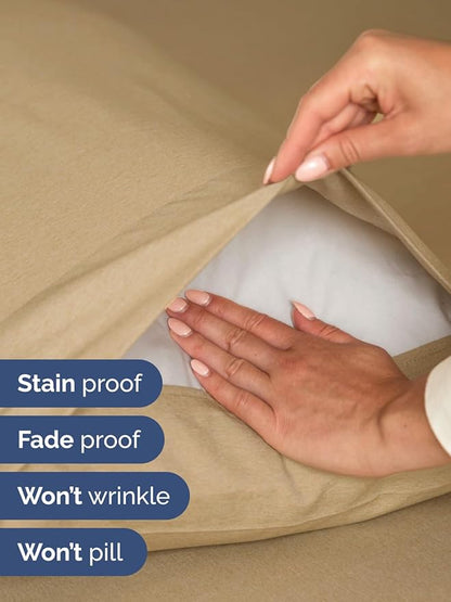 Extra Deep Twin Sheet Set - 4 Piece Breathable and Cooling Sheets - Hotel Luxury Bed Sheets Set - Easy Fit - Soft, Wrinkle Free and Comfy Sheets Set - Heathered Tan Sheet Set with Extra Deep Pockets