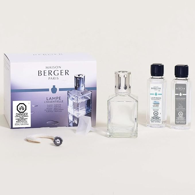 MAISON BERGER Set – Lampe Berger Starter Square Fragrance Diffuser with 2 Refills (Ocean Breeze & So Neutral) – Elegant French Air Purifier – Made in France – 2 × 250 mL (8.45 Fl Oz)