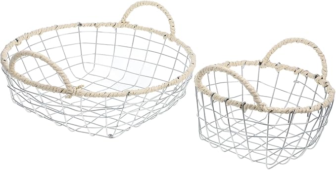 Toyvian 2pcs Wire Basket Storage Organizer Versatile Iron Baskets for Home Office Kitchen Decorative Containers for Fruits Bread and Office Supplies