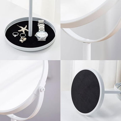 Ettori Makeup Mirror Dual Sided Vanity Mirror, 1X and 5X Magnification, 360 Swivel Round Mirror, No Light, White