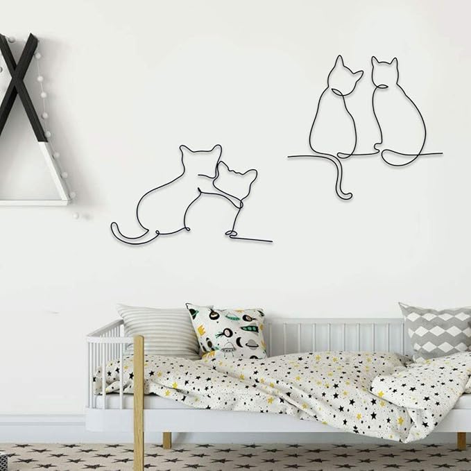 Matani Metal Dog Wall Art | Metal Decor | Minimalist Room & Living Room Wall Decor (Sleeping Labrador, Cats)