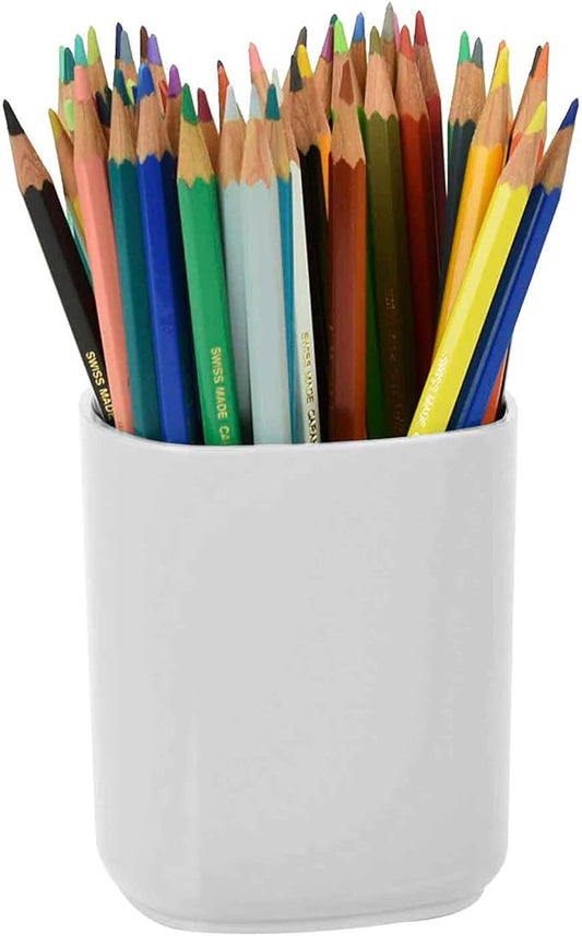 Acrimet Jumbo Pencil Holder, Pen Cup, Caddy Super-Sized Desktop Organizer for Students, Artists and Professionals (Plastic) (White Color)