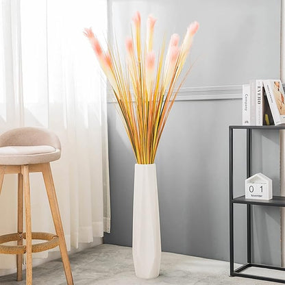 Ceramic Floor Large Vase 24 Inches Tall,White Modern Flower Tall Vases for Office, Home,Farmhouse,Living Room Décor,Simple Origami Design Fall Decorative Porcelain Flower Arrangement Vase Ideal Gift