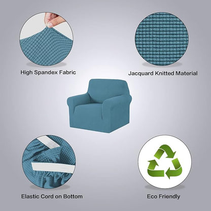 H.VERSAILTEX Armchair Cover High Stretch Sofa Slipcover 1 Piece Couch Covers for Sofa Durable Spandex Fabric Furniture Protector Non Skid Machine Washable(Armchair 31"-40", Storm Blue)