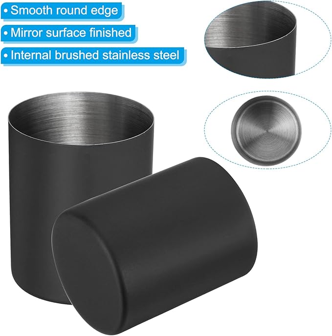 PATIKIL Pencil Holder, 2 Pack Pen Holder for Desk Stainless Steel Pencil Holders Cup Organizer Makeup Brush Holder for Desk Accessories, Black