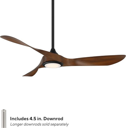 WAC Lighting Swirl 3-Blade Aluminum Smart Ceiling Fan in Matte Black/Brown