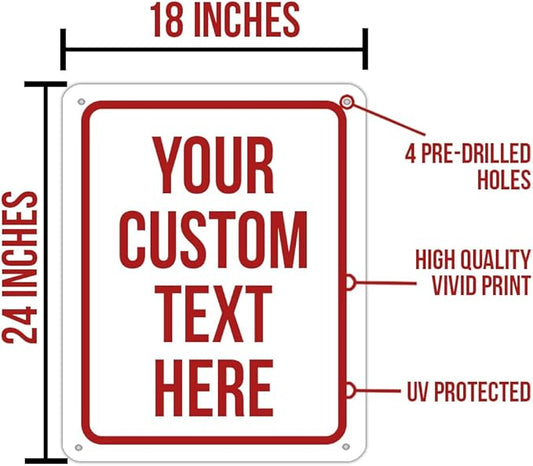 Custom Sign, Personalized Signs for Office, Business, Workplace, Warehouse, Airbnb, Warning Label, Delivery Red Border Signs, 18 x 24 Inches, Rust Free PVC, Waterproof, Hazard Information, Made in USA (Multi-color, 18x 24")