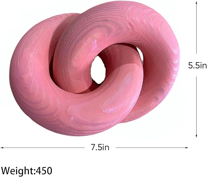 Wood Knot Décor--2 Link Wooden Chain Link Home Decor,Coffee Table Decor Book Shelf Decor Accents Art Decor Living Room Decor Items (Pink)