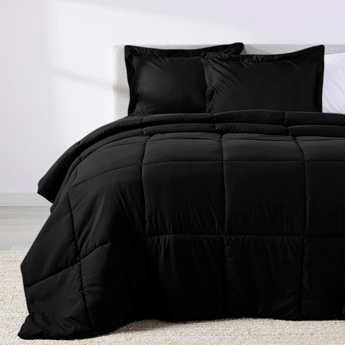 PeachSkinSheets Night Sweats: The Original 1500TC Soft Super Twin/XL Twin Oversized Comforter Set Midnight Black