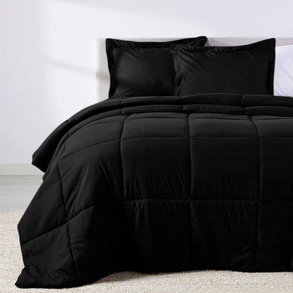 PeachSkinSheets Night Sweats: The Original 1500TC Soft Super Full/XL Full Oversized Comforter Set Midnight Black