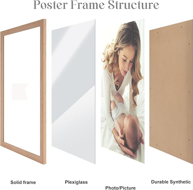 15x19 Frame Natural Woodgrain, 19x15 Picture Frame Beige, Rustic Poster Frame, Large 15 by 19 Gallery Family Concert Portrait Photo Frame Anniversary/Birthday/Wedding/Thank you/Christmas Gift