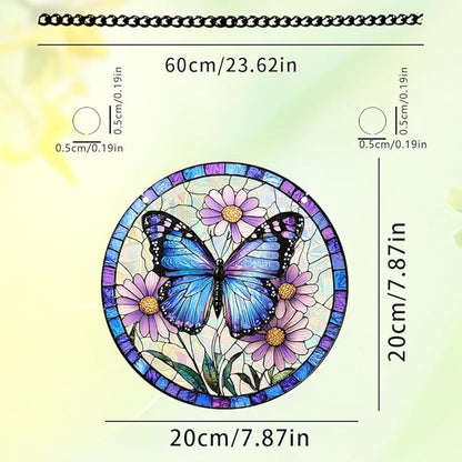 8 Inchacrylic Window Hanging, Forget Me Not Flower Stained Glass Suncatcher, Window Decor, Plant Lover Gift for Women, Best Friend, Family, Colleague, Classmate (232)