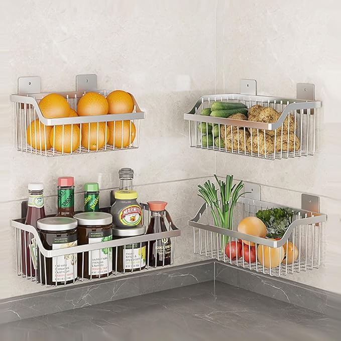 SUS304 Stainless Steel Mesh Basket, Large Wire Storage Organizer Basket, Multi-function Hanging Baskets for Kitchen Bathroom, L 15.75 Inch