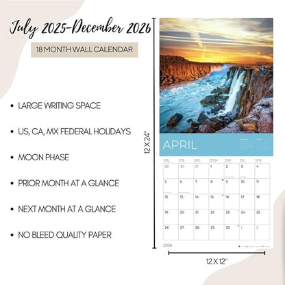 Pathways Wall Calendar 2026 | 12" x 24" Open | Giftable Nature Calendar 2026 | Thick & Sturdy Paper for Organizing & Planning | Pacific Waters Press (Pathways)
