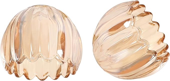 Tulip Storage Container, Jewelry Catchall Bowl, Ring Holder Jewlery Tray Trinket Dish, 5" Dia. * 4.25" H, Amber Glass, Thick and Exquisite, 2 Pack