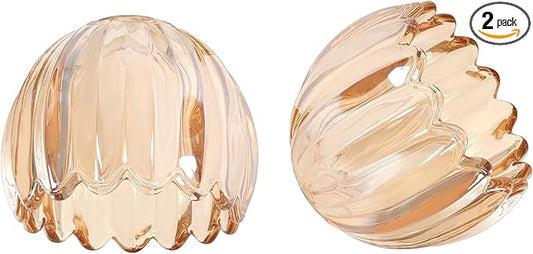 Tulip Lamp Shades Replacement, 5" Dia. * 4.25" H Amber Glass Sconce Shade Heavy and Thick for Wall Sconces Pendant Lights Ceiling Lights Chandelier, 2 Pack