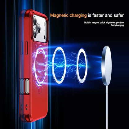 Compatible with iPhone 17 Pro Case with Invisible Magnetic O-Ring Stand Military-Grade Phone Case for iPhone 17 Pro 6.3" [Compatible with Mag-Safe][Great Grip Feeling], Red