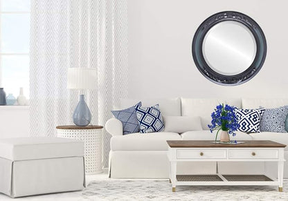 OVALCREST Round Beveled Wall Mirror for Home Decor - Florence Style - Hunter Green - 18x18 Outside Dimensions