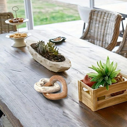 Wood Knot Decor Rustic Home Décor Accents Hand Carved Coffee Table Decoration, Boho Chain Link Decoration, Modern Shelf, Rustic Objects for Home Decor Living Room Bedroom Gift