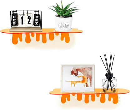 SetGame 2-Pack Acrylic Small Wall Shelves - 12 Inch Floating Shelf for Walls, Home Wall Display Ledges for Storage, Room Décor, Small Album & Items Organizer Display