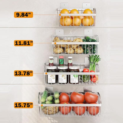 SUS304 Stainless Steel Wire Basket, Hanging Wall Organizer Cabinet Storage Basket, Wall Mounted Shelves for Home Kitchen Bathroom, 2-Pack