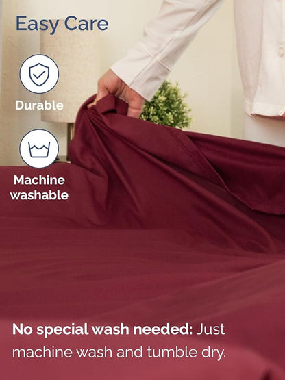 Extra Deep Split King Sheet Set - 7 Piece Breathable and Cooling Sheets - Hotel Luxury Bed Sheets Set - Easy Fit - Soft, Wrinkle Free and Comfy Sheets Set - Burgundy Sheet Set with Extra Deep Pockets