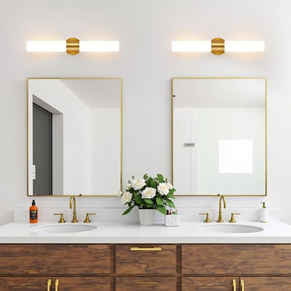 Wall Sconces Set of Two, Modern Bathroom Sconces Wall Lighting with Milky White Glass, Gold Sconces Wall Decor Set of 2 for Bathroom Mirror Bedroom Living Room Hallway