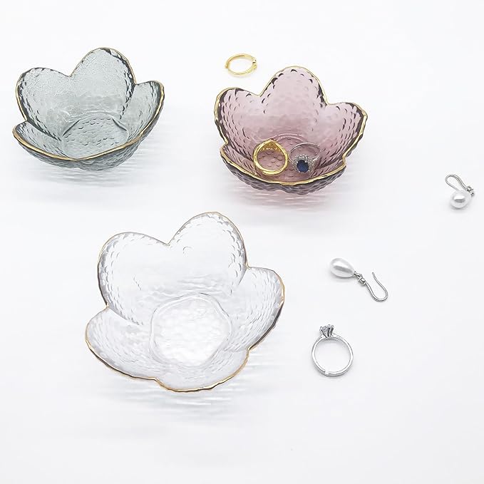 Small Ring Dish Jewelry Bowl, Glass Jewelry Dish Trinket Bowl, Crystal Ring Holder Dish Jewelry Plate, Nightstand Decor Jewelry Holder Dish, Engagement Gift Jewelry Tray Dish for Rings, Keys