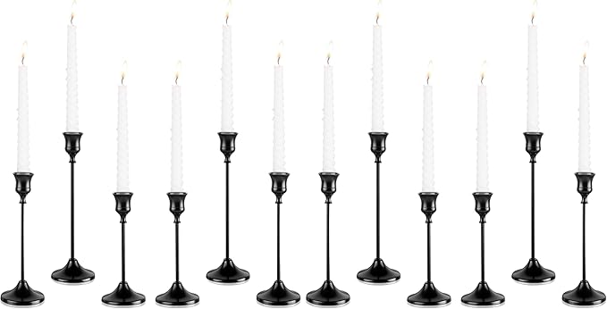 Candlestick Holders, 6PCS Metal Taper Candle Holder, Black Candle Holders for Candlesticks, Candle Holder for Wedding Fireplace Mantel Housewarming Gift (Pack of 2)
